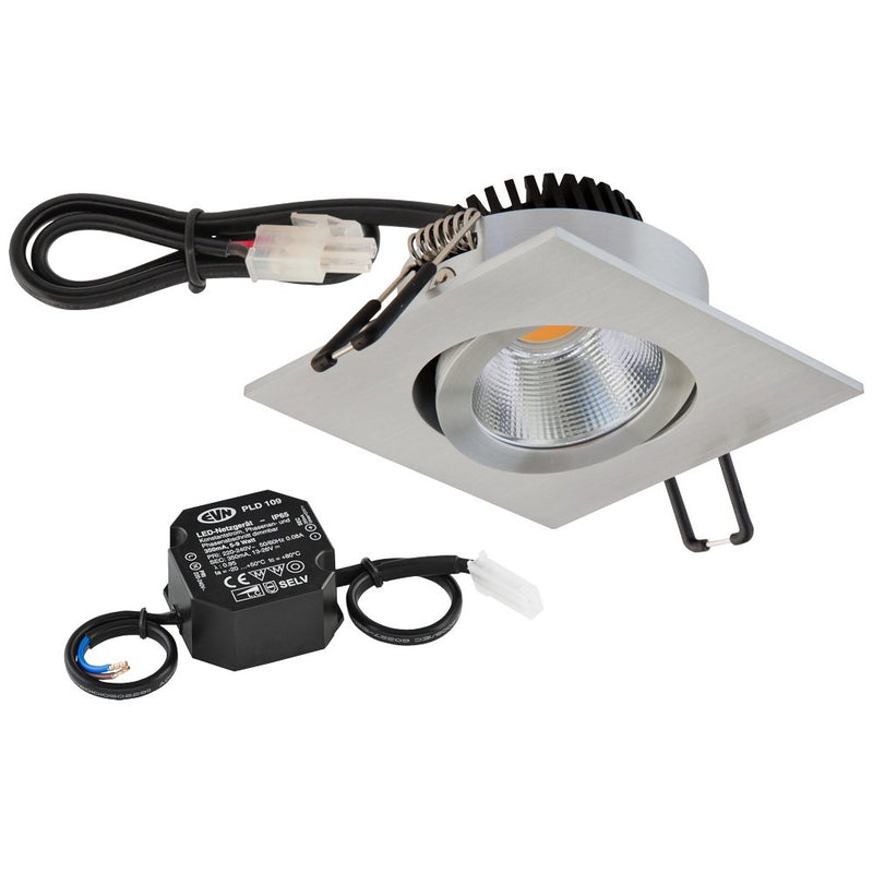 EVN Lichttechnik - Downlight/Strahler/Flutlicht LED-Deckeneinbauleuchte PC24N91402 alu 3000K 230V IP20