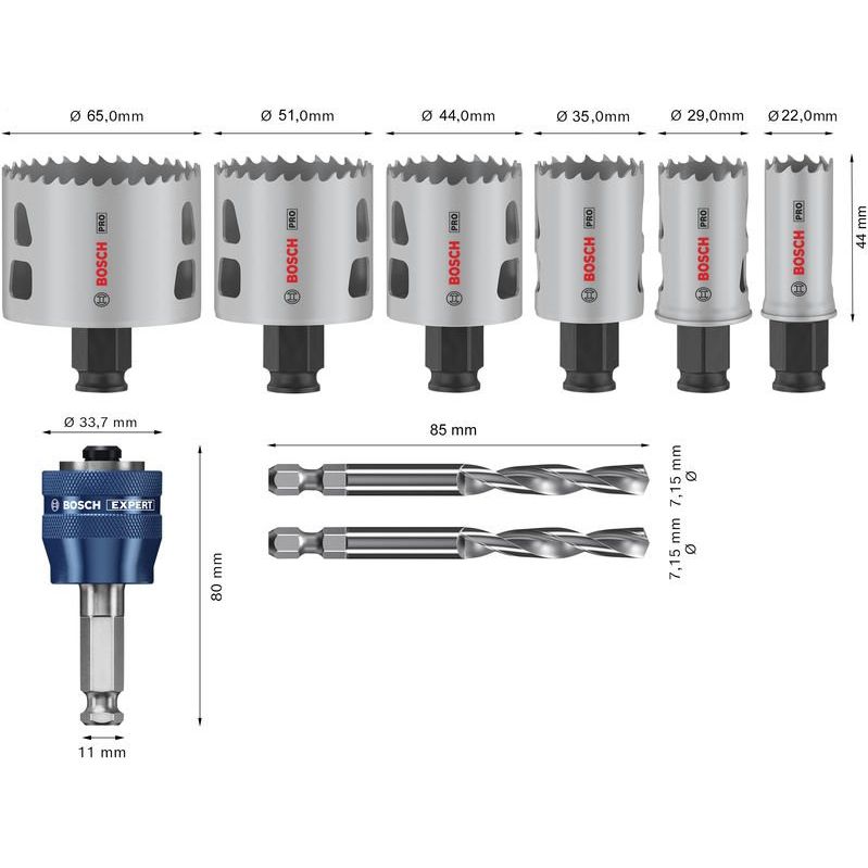 Bosch - Werkzeugset PRO Multi Material PC Plus 2608594429VE(9) Lochsägen-Set 20-65