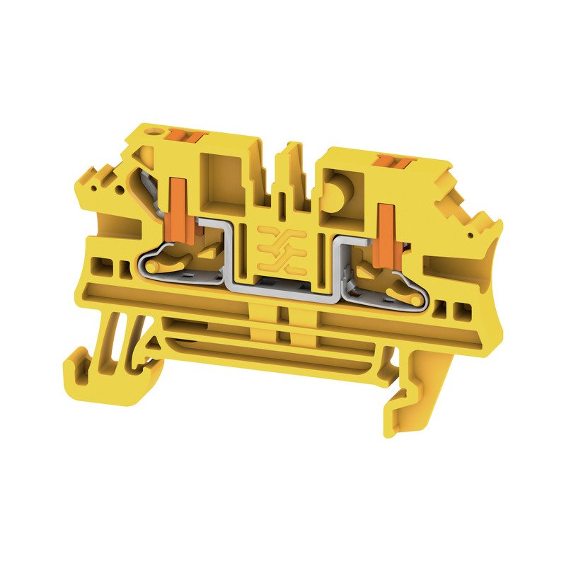 Weidmüller - Durchgangs-Reihenklemme Klemme AL2C 2.5 YL PUSH IN, 2.5 mm² − 100 Stück