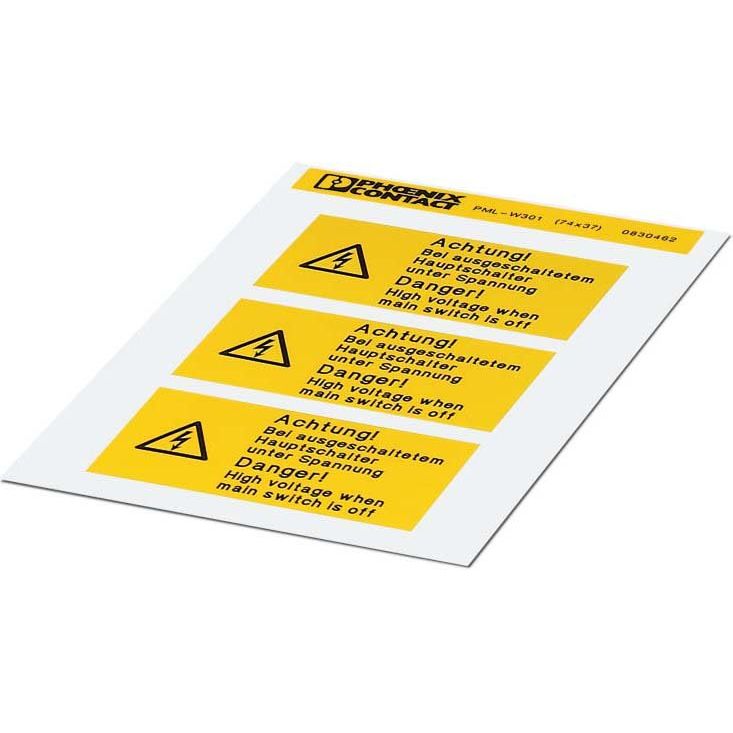 Phoenix Contact - Warn-/Hinweisschild Warnschild PML-W301 (74X37) − 5 Stück