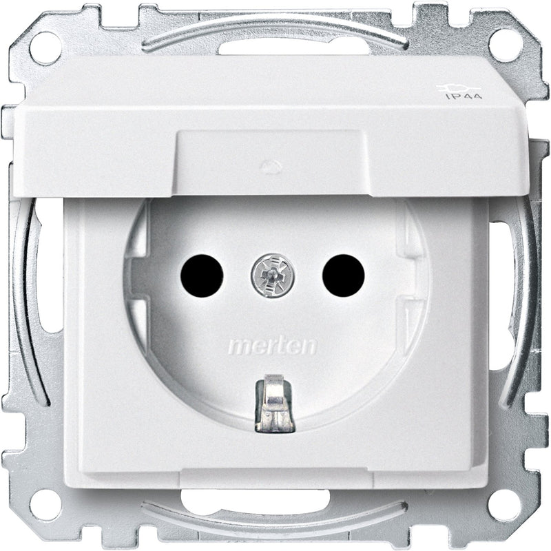 Merten - Steckdose SCHUKO-Steckdose pws MEG2314-0419 Klappdeckel IP44