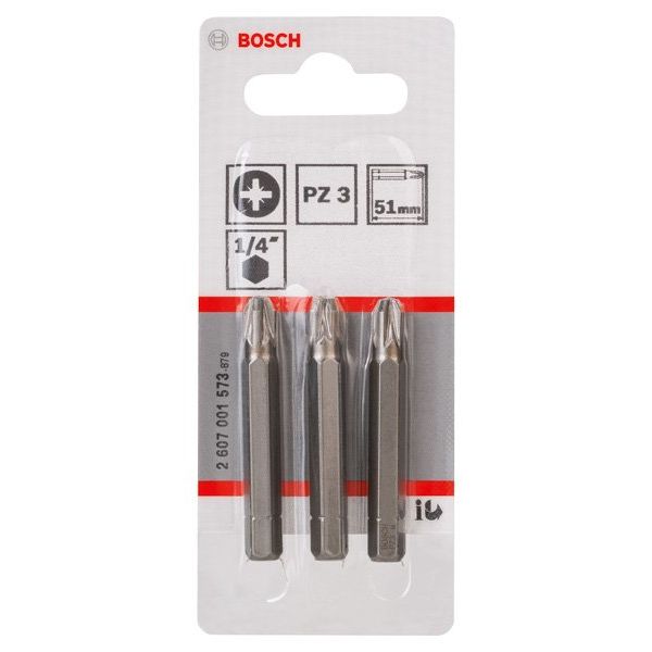 Bosch - Bit Schrauberbit Extra-Hart PZ 2607001573 3, 51 mm, 3er-Pack