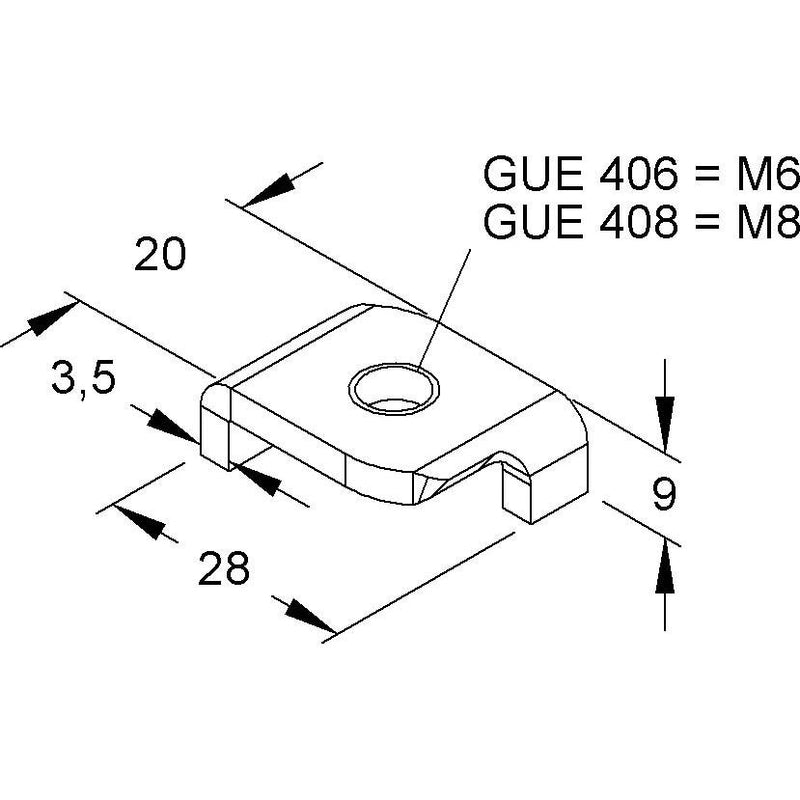 Niedax - Gleitmutter GUE 408 − 50 Stück