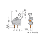 WAGO - Leiterplattenklemme Anreihbare Leiterplattenk. 256-743 Drücker,2,5mm²,lgr − 100 Stück