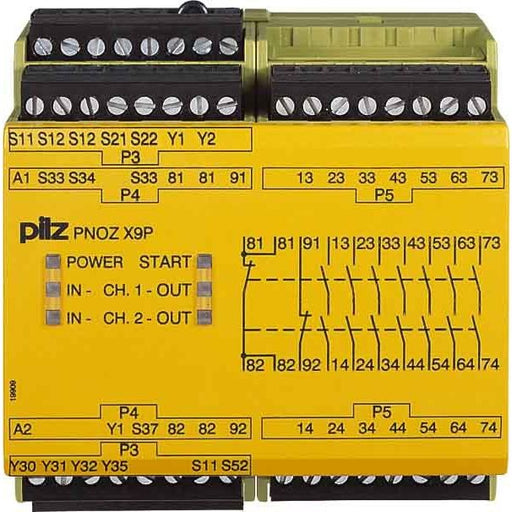 Pilz - Gerät zur Überwachung von sicherheitsgerichteten Stromkreisen Not-Aus-Schaltgerät PNOZ X9P #777609 24VDC 7n/o 2n/c 2so