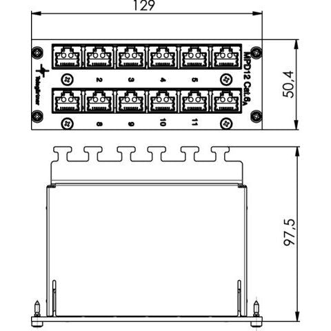Telegärtner - Patchpanel Kupfer Mini-Verteiler Cat.6A 3HE 100007000 MPD12-HS K 10TE