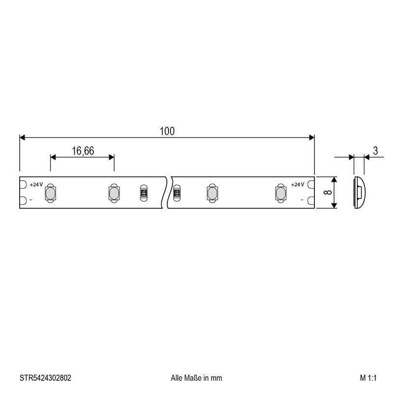 EVN Lichttechnik - Lichtschlauch/-band LED-Strip 24V STR5424302802 5m 3000K