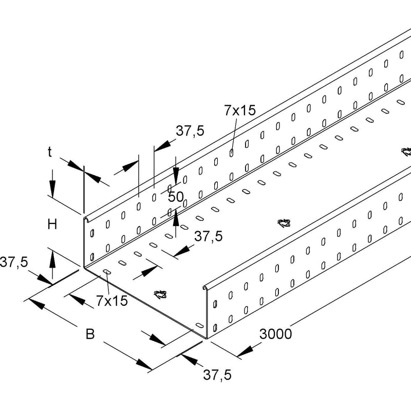 Niedax - Kabelrinne RSSUP 110.300 S OV 110x300mm − 3 Meter