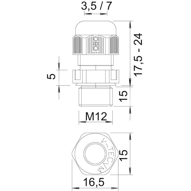 OBO Bettermann - Kabelverschraubung V-TEC VM L12 SGR