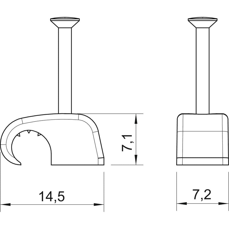 OBO Bettermann - Nagelschelle (für Kabel) Haft-Clip m.Nagel 2025 30 LGR − 100 Stück