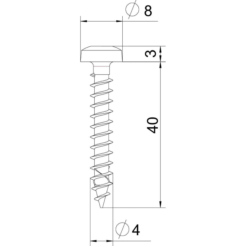 OBO Bettermann - Holz-/Spanplattenschraube Spanplattenschraube OTSP 4,0x40 A4 Panhead, Antr. T-Dr. − 100 Stück