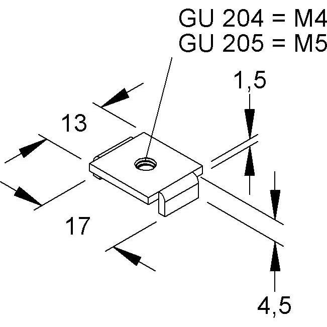 Niedax - Gleitmutter Gleitmuttern GU 204 − 100 Stück