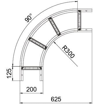 OBO Bettermann - Bogen für Kabelleiter Bogen LB 90 620 R3 A4 90 Grad