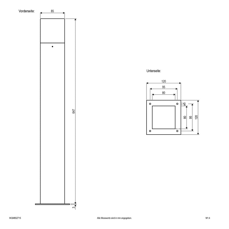 EVN Lichttechnik - Wegeleuchte Pollerleuchte WQM652715 IP44