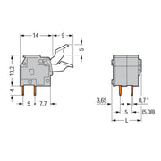 WAGO - Leiterplattenklemme 255-408/333-000 Drücker,2,5 mm²,grau − 25 Stück