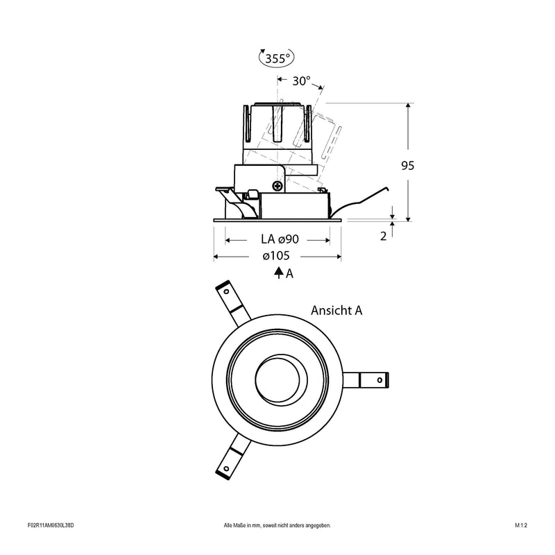 EVN Lichttechnik - Downlight/Strahler/Flutlicht LED-Einbauleuchte modular F02R11AM0630L38D Konfigurationstype