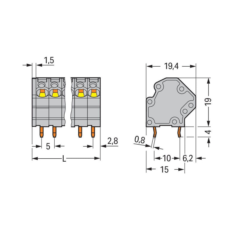 WAGO - Leiterplattenklemme 745-3103 4mm² − 192 Stück