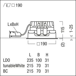 Zumtobel Group - Downlight/Strahler/Flutlicht LED-Einbauleuchte P-INF Q #60818263 4000K