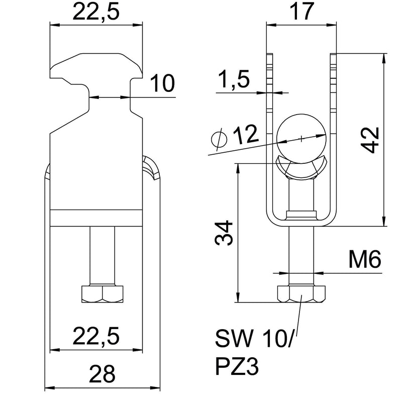 OBO Bettermann - Bügelschelle BS-H1-M-12 A4 8-12mm − 25 Stück