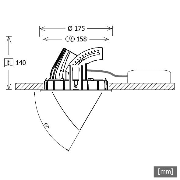 LTS Licht&Leuchten - Downlight/Strahler/Flutlicht LED-Einbaustrahler CSARL 71.20.50/B ws Backware 50°weiß