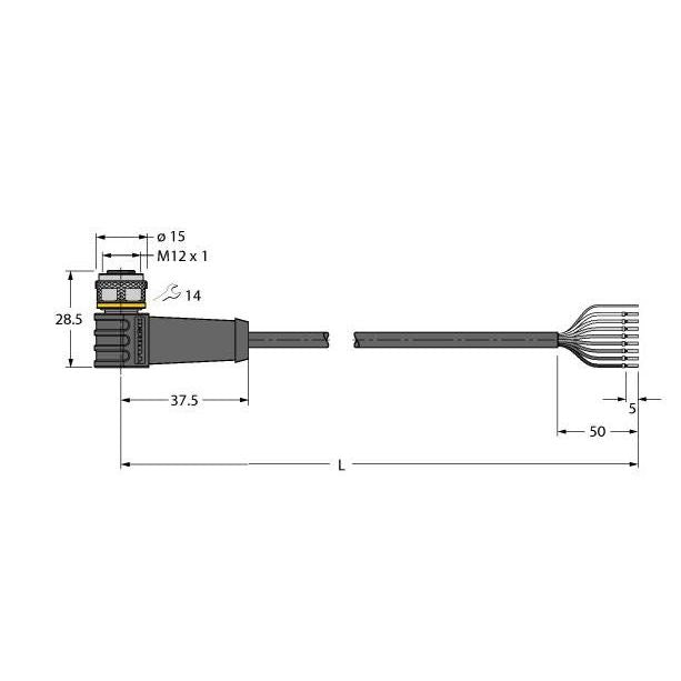 Turck - Konfektioniertes Sensor-Aktor-Kabel Anschlussleitung WKS8T-5/TEL PVC − 1 Stück