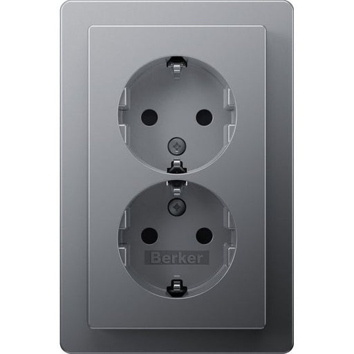 Berker - Steckdose Doppelsteckdose SCHUKO 47596084 Q.1 alu samt