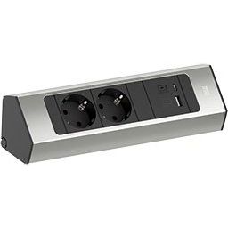 Bachmann - Mehrfachsteckdose CASIA Steckdosenleiste 2m 932.002 Edelstahl-Optik