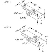 HKL - Zubehör/Ersatzteile für Erdung und Blitzschutz Bandeisenabstandhalter 423/11 30x5mm,Stahl verzkt. − 50 Stück