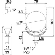 OBO Bettermann - Bügelschelle BS-U1-M-70 A2 64-70mm − 50 Stück