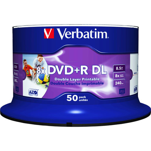 Verbatim - Speichermedium digital DVD+R DL 8.5GB/240Min/8x 43703 (VE50) Cakebox (50 Disc) − 4 Packung