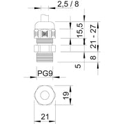 OBO Bettermann - Kabelverschraubung Verschraubung V-TEC PG9 LGR − 50 Stück