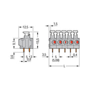 WAGO - Leiterplattenklemme 235-402/332-000 Drücker,1,5mm²,grau − 105 Stück