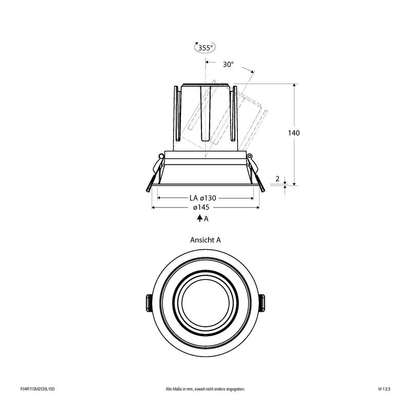 EVN Lichttechnik - Downlight/Strahler/Flutlicht LED-Einbauleuchte modular F04R11SM2530L15D Konfigurationstype