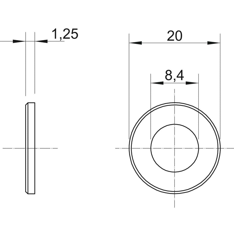 OBO Bettermann - Unterlegscheibe Großflächenscheibe WS M8 G20 G M8,d:20mm, St, G − 100 Stück