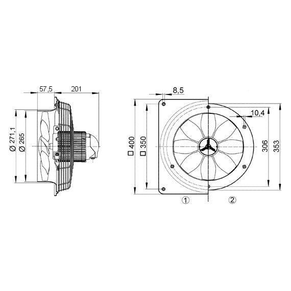Maico - Wandventilator für Industrie und Gewerbe Ventilator DZQ 25/2 B