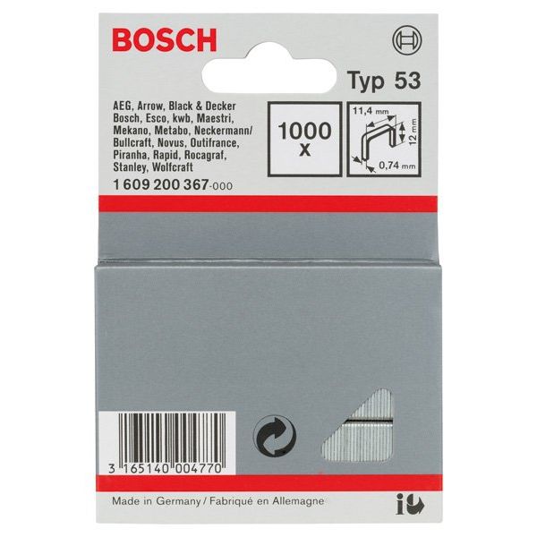 Bosch - Heftklammer Feindrahtklammer Typ 53, 1609200367 11,4 x 0,74 x 12 mm