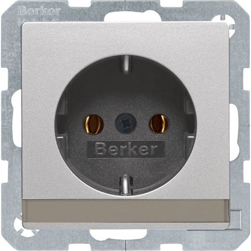 Berker - Steckdose SCHUKO-Steckdose alu/samt 47506084 m.Beschriftungsfeld
