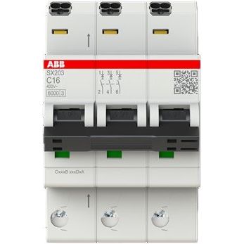 ABB Stotz S&J - Leitungsschutzschalter Sicherungsautomat SX203-C16 6kA, 16A, 3P
