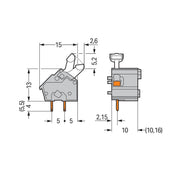 WAGO - Leiterplattenklemme Anreihbare Leiterplattenk. 256-760 Drücker,2,5mm²,rot − 100 Stück