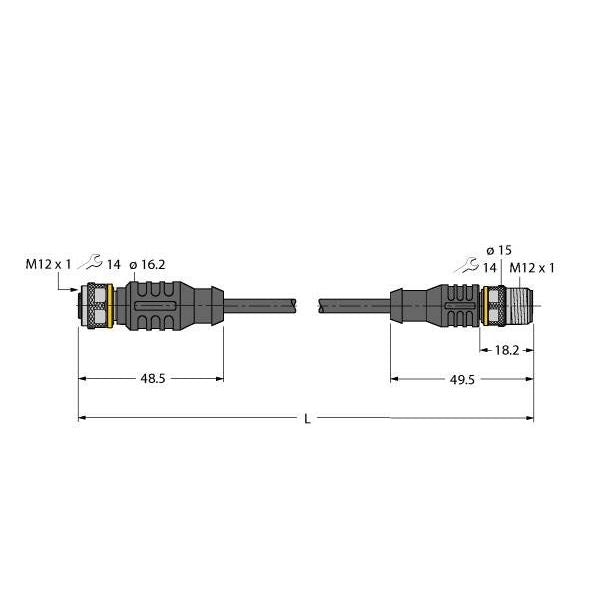Turck - Konfektioniertes Sensor-Aktor-Kabel Aktuator- u. Sensorleitung RKC4TP7X22RSC4T/TEL PVC − 1 Stück