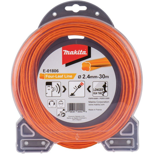 Makita - Zubehör/Ersatzteile für Rasentrimmer Mähfaden Four Leaf E-01806 2,4mm, 30 m