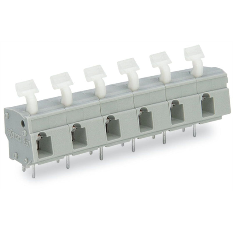 WAGO - Leiterplattenklemme 257-658 Drücker,2,5 mm²,grau − 15 Stück