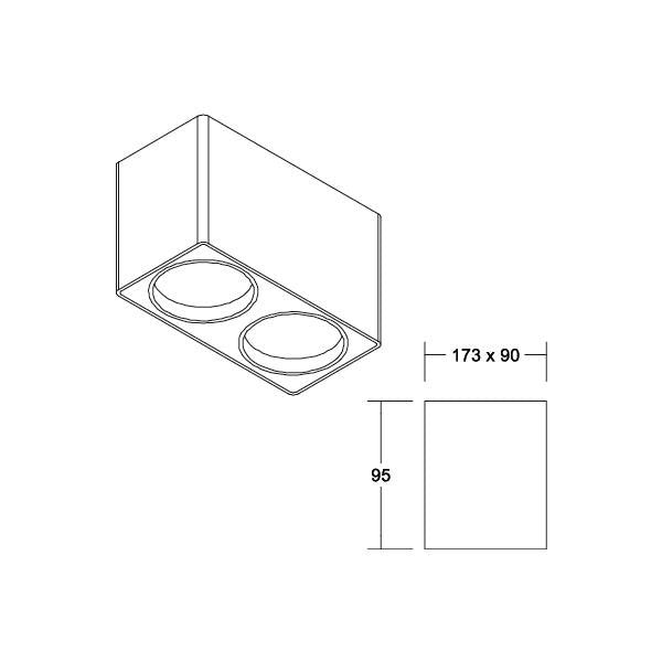 Brumberg Leuchten - Downlight/Strahler/Flutlicht Anbaumodul rechteckig 45123560 2-fach