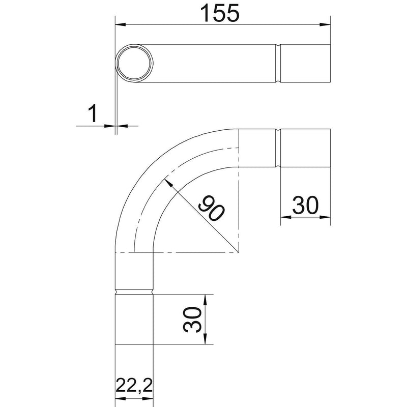 OBO Bettermann - Bogen für Installationsrohre Edelstahlrohrbogen SB20W A4 ohne Gewinde 20mm − 10 Stück