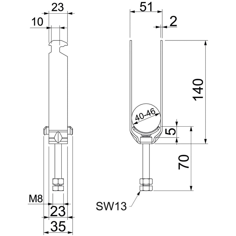 OBO Bettermann - Bügelschelle Enercon 140 2056 M2 46 ENER 40-46mm, St, FT