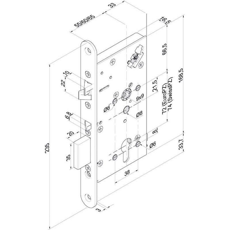 Assa Abloy effeff - Elektrischer Türöffner Sicherheitsschloss 709 709X601PZ---G44