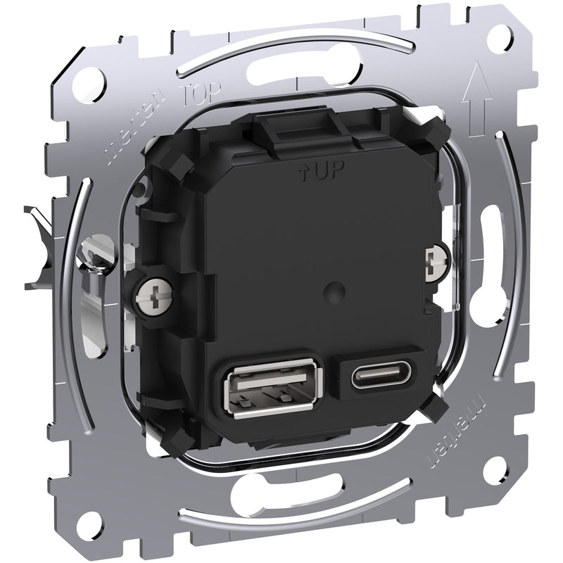 Merten - USB-Spannungsversorgung USB-Ladeeinsatz Typ A+C MEG4366-0120 mit Power-Delivery-T