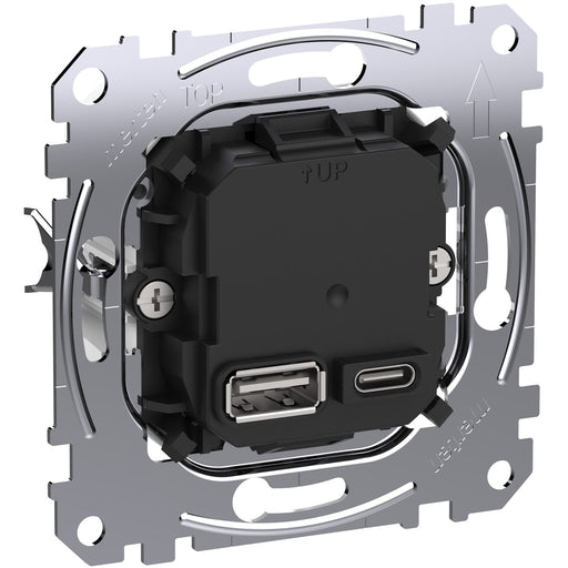 Merten - USB-Spannungsversorgung USB-Ladeeinsatz Typ A+C MEG4366-0120 mit Power-Delivery-T