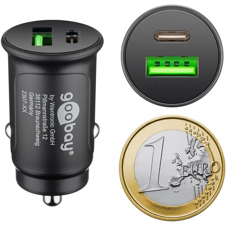 Goobay - Universal-Ladegerät KFZ-Schnellladegerät 59521 Dual-USB C,12/24V