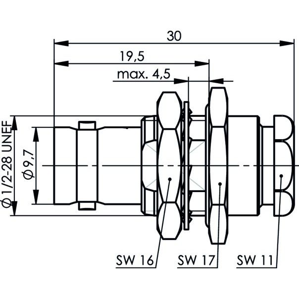 Telegärtner - Koax-Steckverbinder BNC-Kabeleinbaubuchse 100023371 50Ohm
